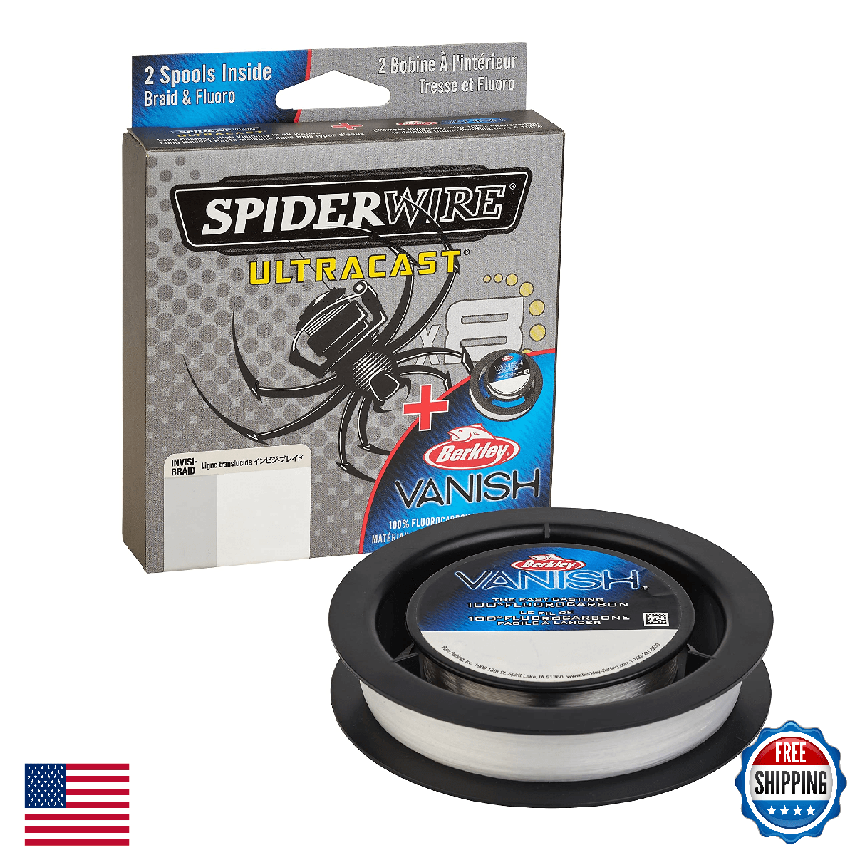 SpiderWire Ultracast Braid Vanish Fluorocarbon Dual Spool 30lb Translucent - Image 1
