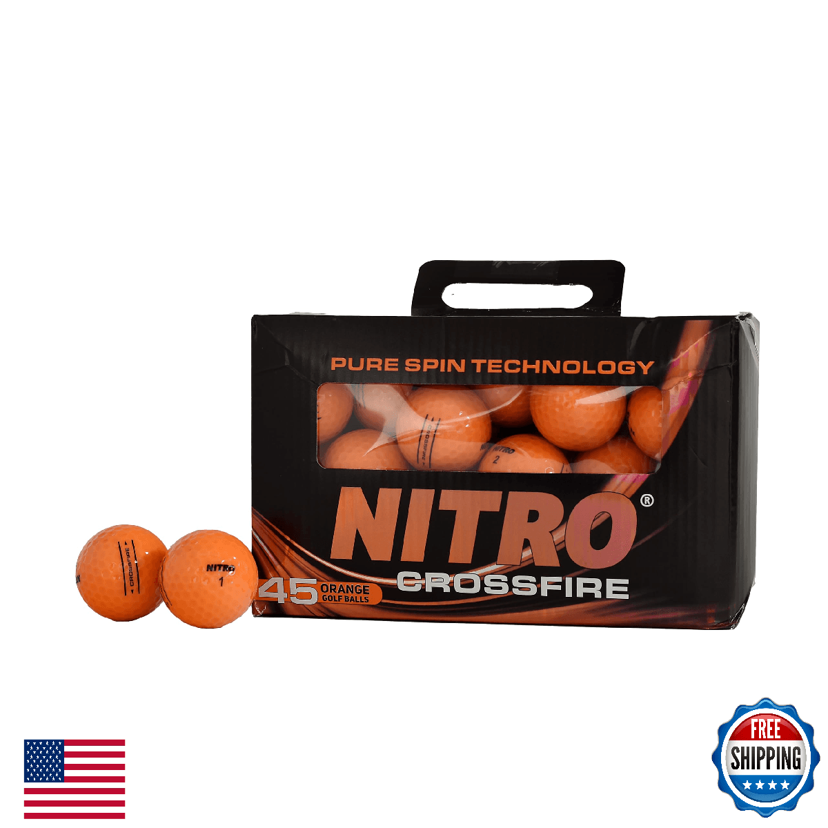 NITRO Crossfire 45 Golf Balls - Orange (45-Pack) - Distance & Control - Image 1