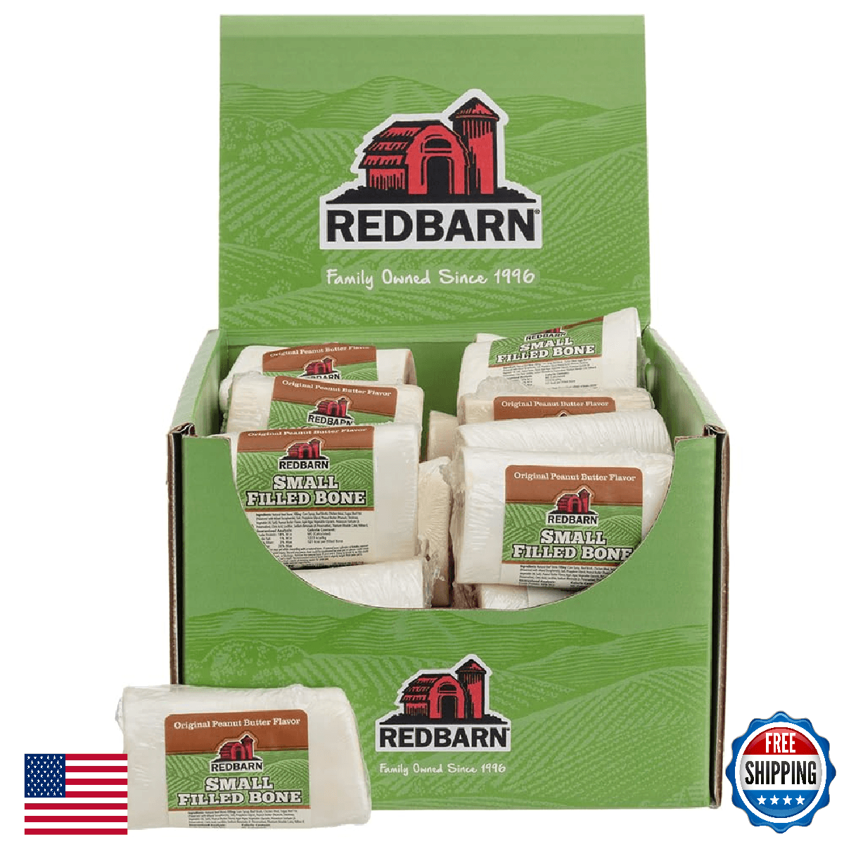 Redbarn Pet Products Small Filled Dog Bones Peanut Butter Flavor Long Lasting St - Image 1