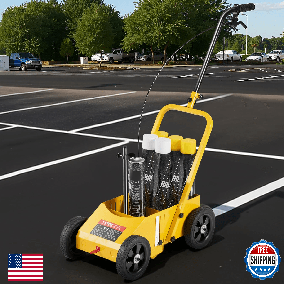 VEVOR Striping Line Marking Machine, 24"x13"x35.4", 4-Wheel, Heavy Duty - Image 1