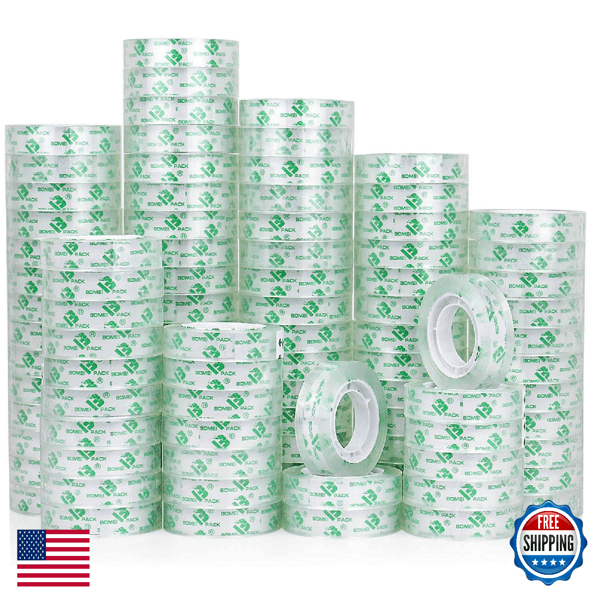 BOMEI PACK 96Rolls Crystal Clear Tape Refills for Dispenser, Bulk Office Transpa - Image 1