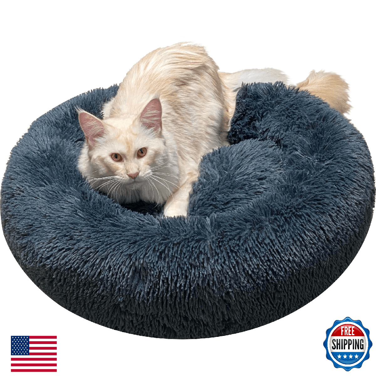 Comlax Calming Donut Dog Beds, 45 inches Round Cushion with Removable Washable C - Image 1