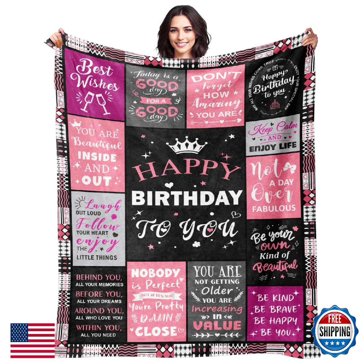 Birthday Gifts for Women - Happy Birthday Decorations Blanket - Gifts for Women - Image 1