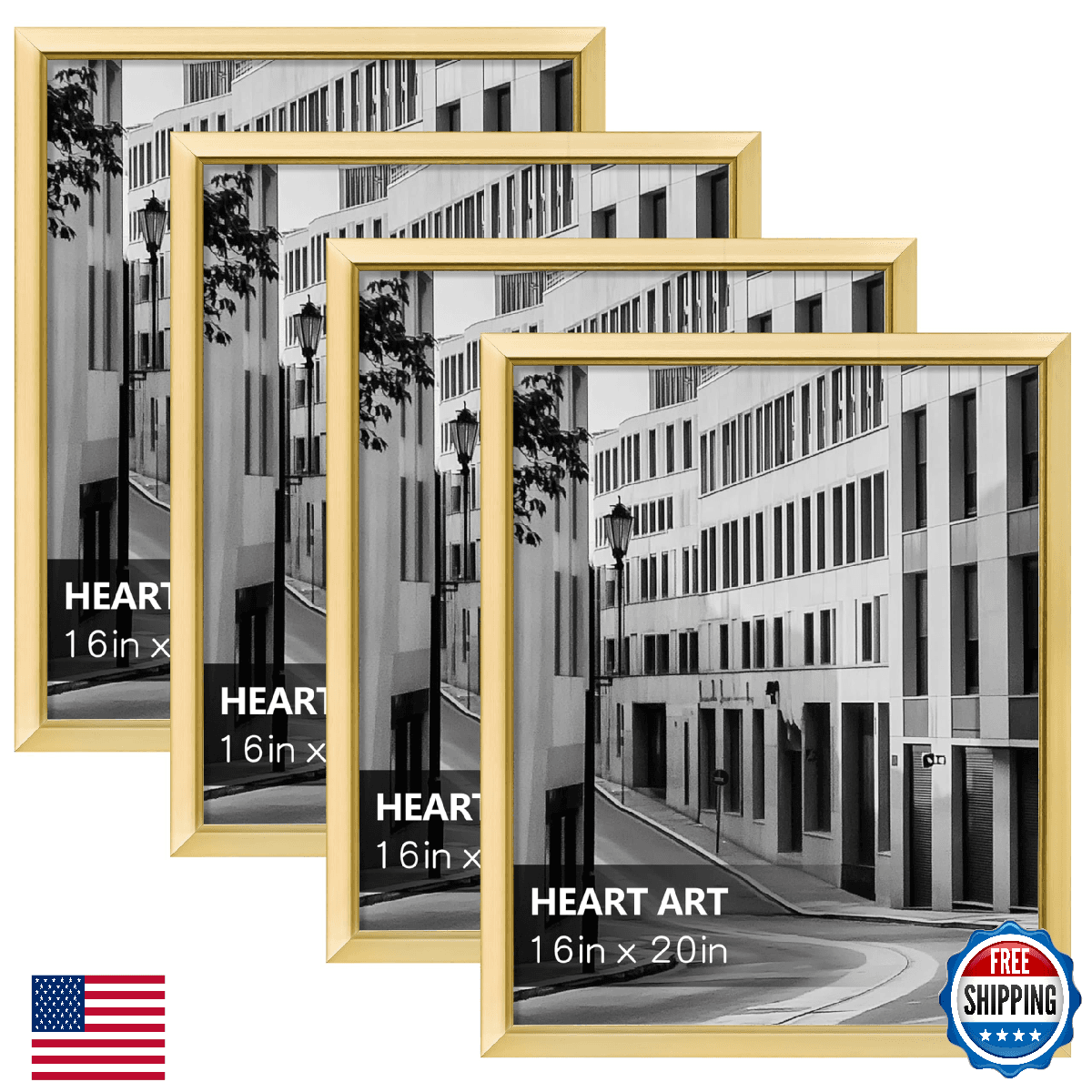 HEART ART 16x20 Frames Set of 4,Picture Frames 16x20 For Posters Without Mat,Wal - Image 1
