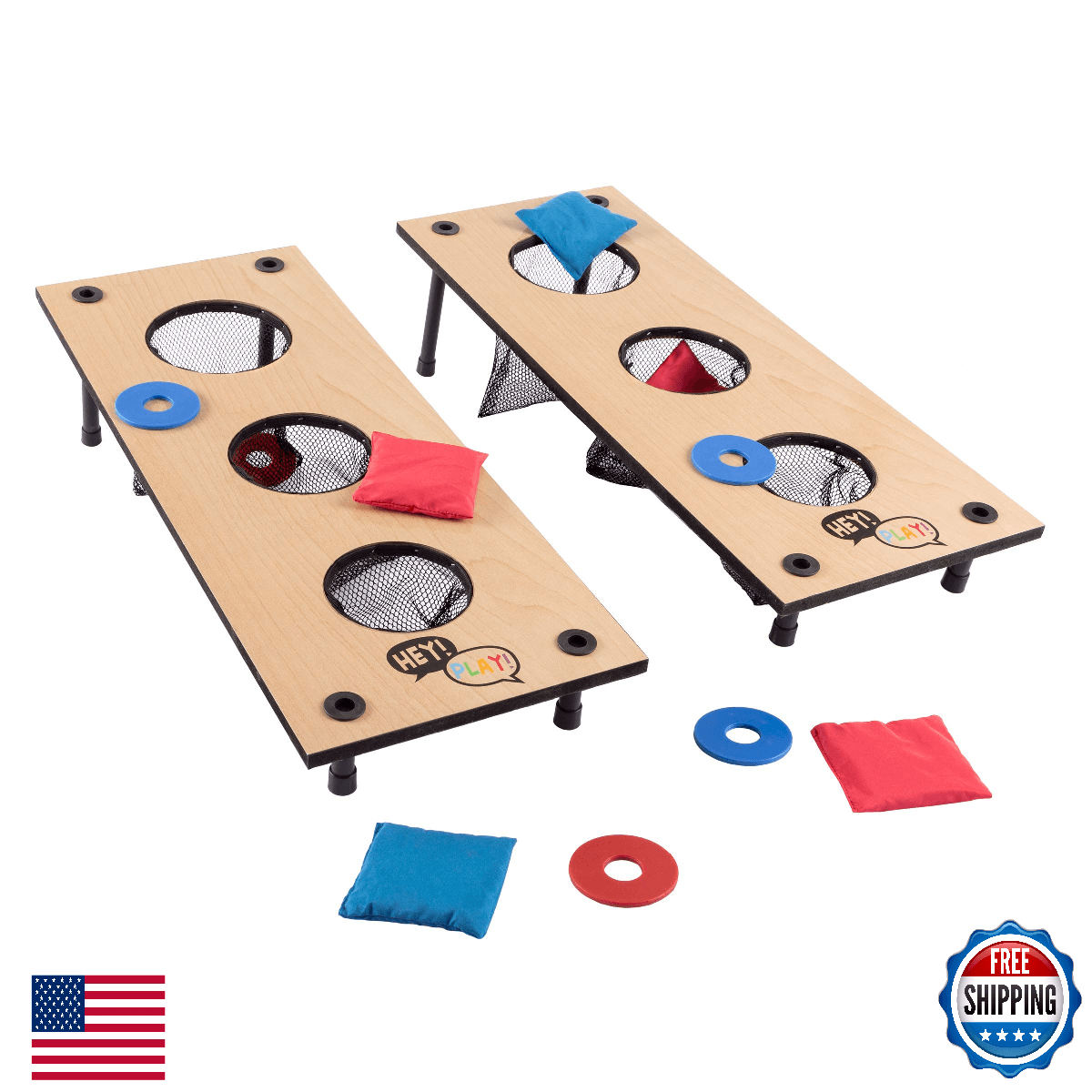 HEY! PLAY! 2-in-1 Washers Game & Bean Bag Toss Set - Indoor/Outdoor Classic - Image 1