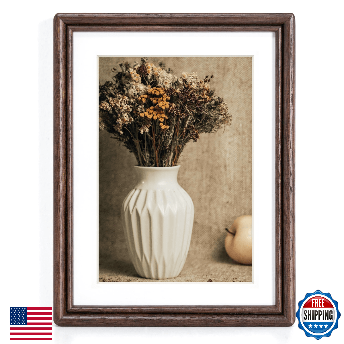RICHFOCUS 6x8 Picture Frame, Natural Solid Walnut Wood Picture Frame with High T - Image 1