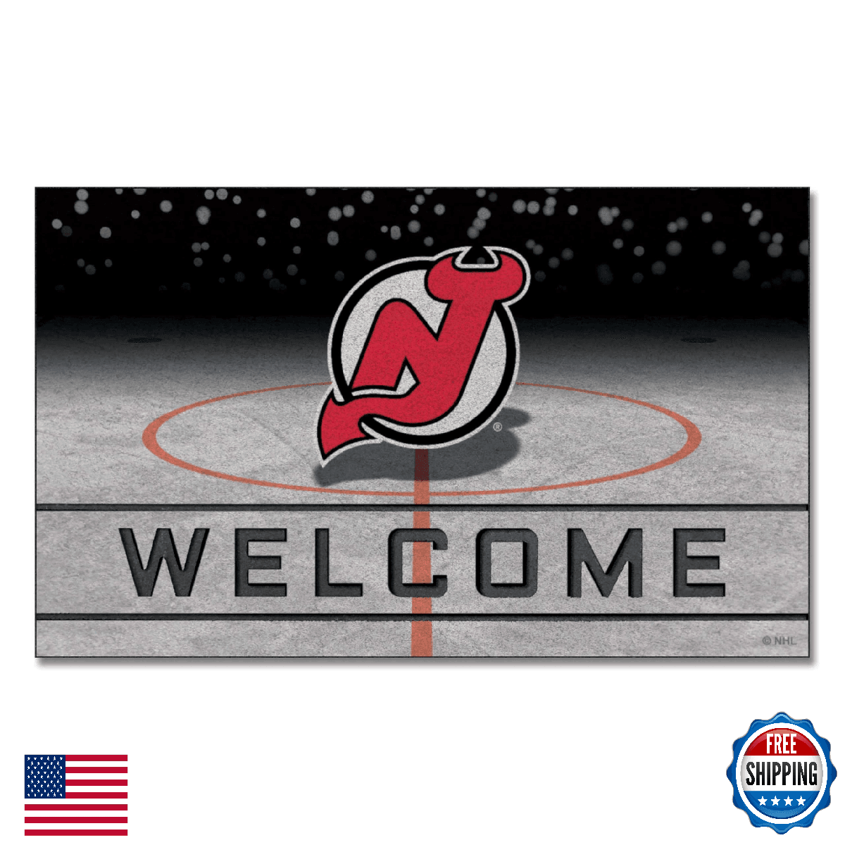 FANMATS New Jersey Devils Team Color Crumb Rubber Door Mat 21x33 Officially Lice - Image 1