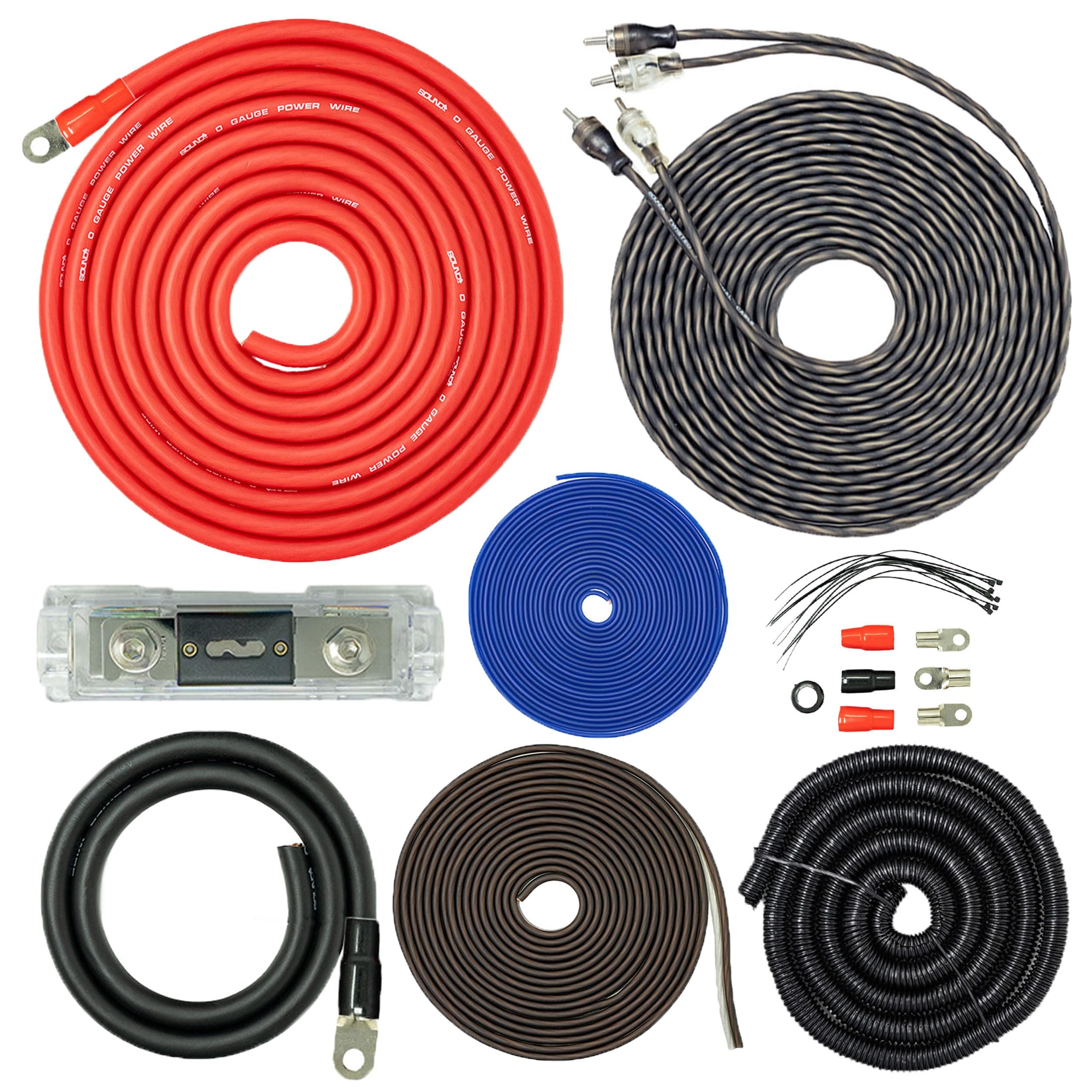 SoundBox PCK0 0 Gauge Amp Kit Complete Amplifier Install Wiring Cables 7500W - Image 1