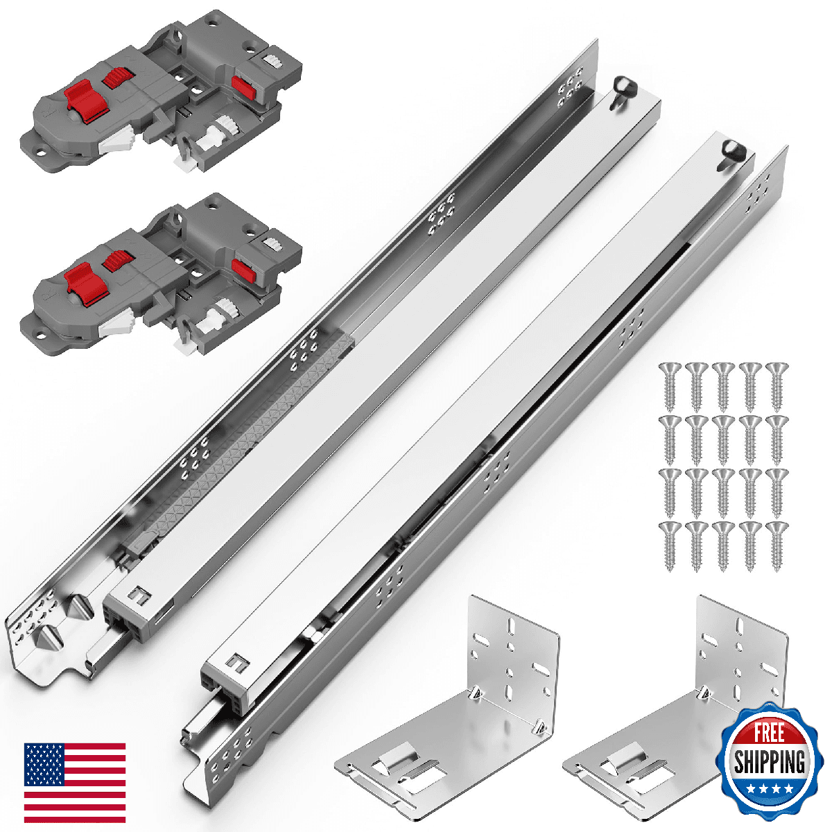 Chibery 12-21 Inch Undermount Soft Close Full Extension 3D Drawer Slides - Image 1