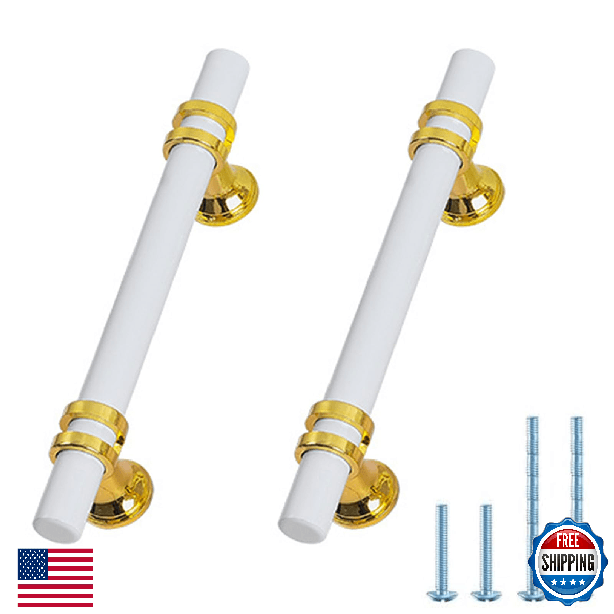 Rovanboao 25 Pack | 6 Inch Two Tone Cabinet Pulls Matte White and Gold Base Stai - Image 1