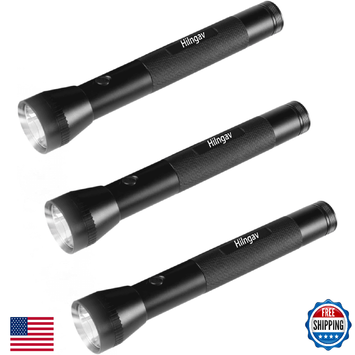 Hilngav Heavy Duty 3-Cell D Battery LED Flashlight, Single Mode, Aluminum Alloy - Image 1