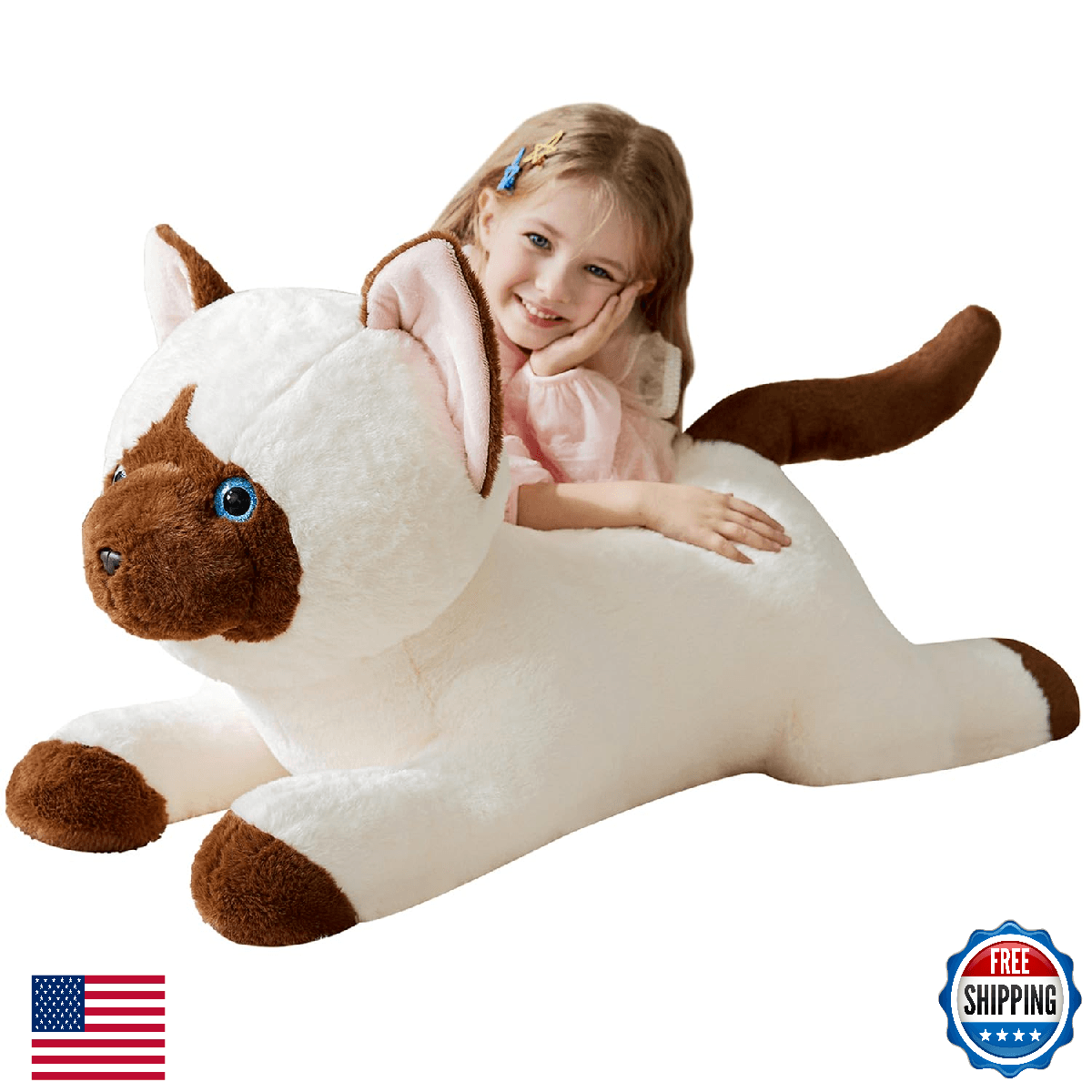 IKASA Giant Siamese Cat Stuffed Animal Plush Toy, Big Soft Jumbo, 30" - Image 1