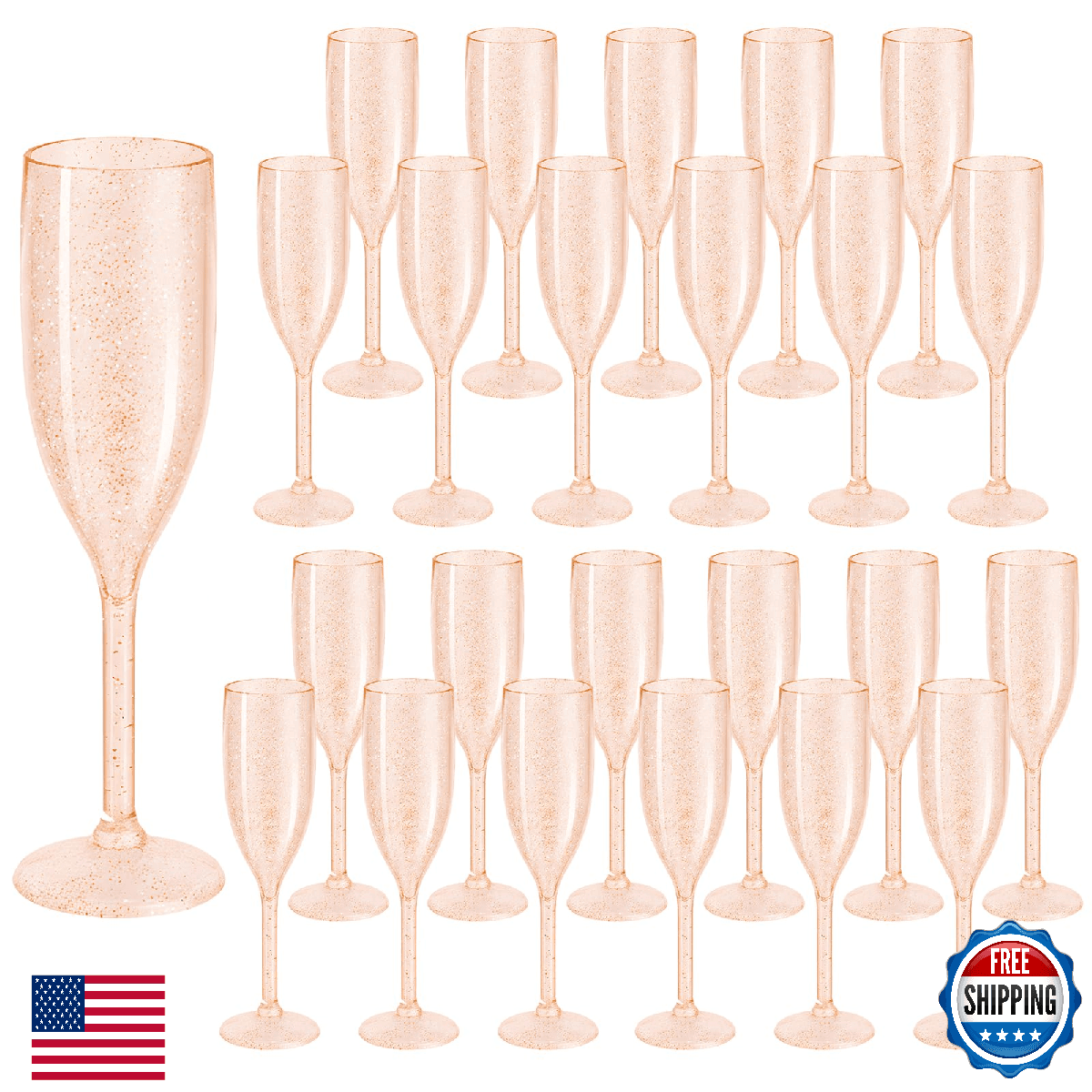 LEYIQU Champagne Flutes, Plastic Champagne Glasses for Wedding, Disposable Wine - Image 1