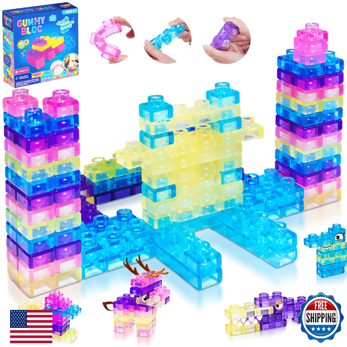 JOY SPOT! 40 PCS Sensory Soft Building Blocks for Toddlers, Kids Montessori Squi - Image 1