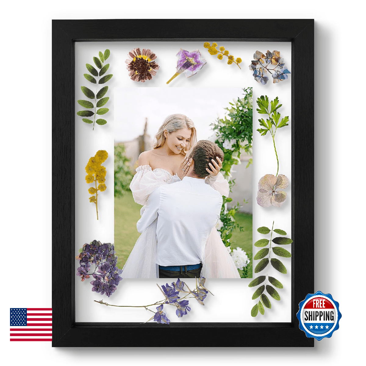 16x20 Floating Picture Frame - Black Solid Wood Frame for Pressed Flower - Real - Image 1