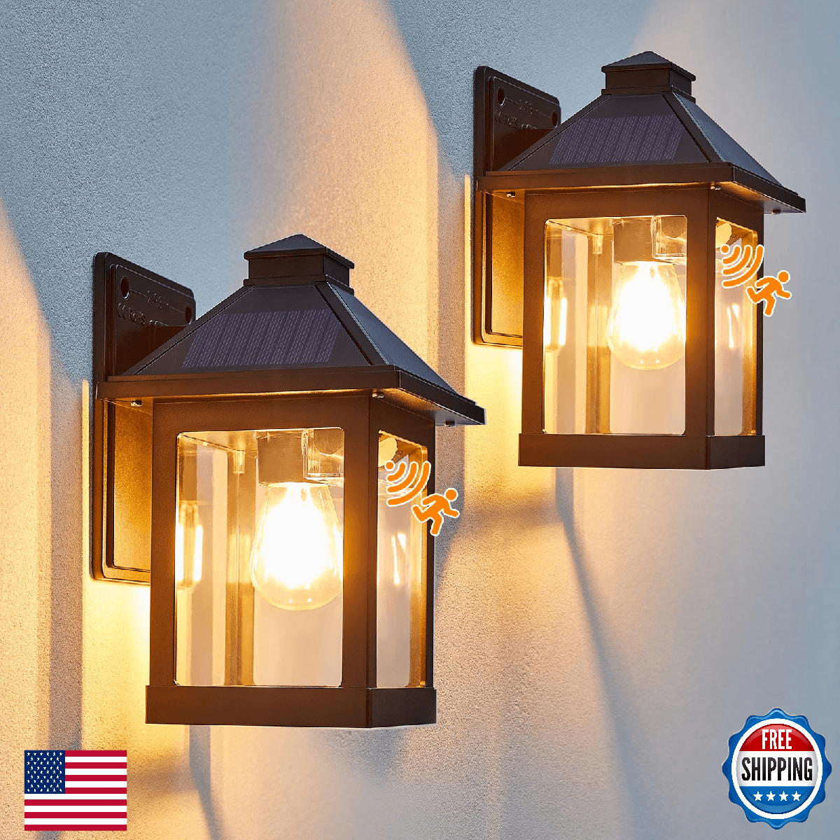 LUHLEE Solar Porch Lights Outdoor,2 Pack Motion Sensor Solar Wall Lights with 3 - Image 1