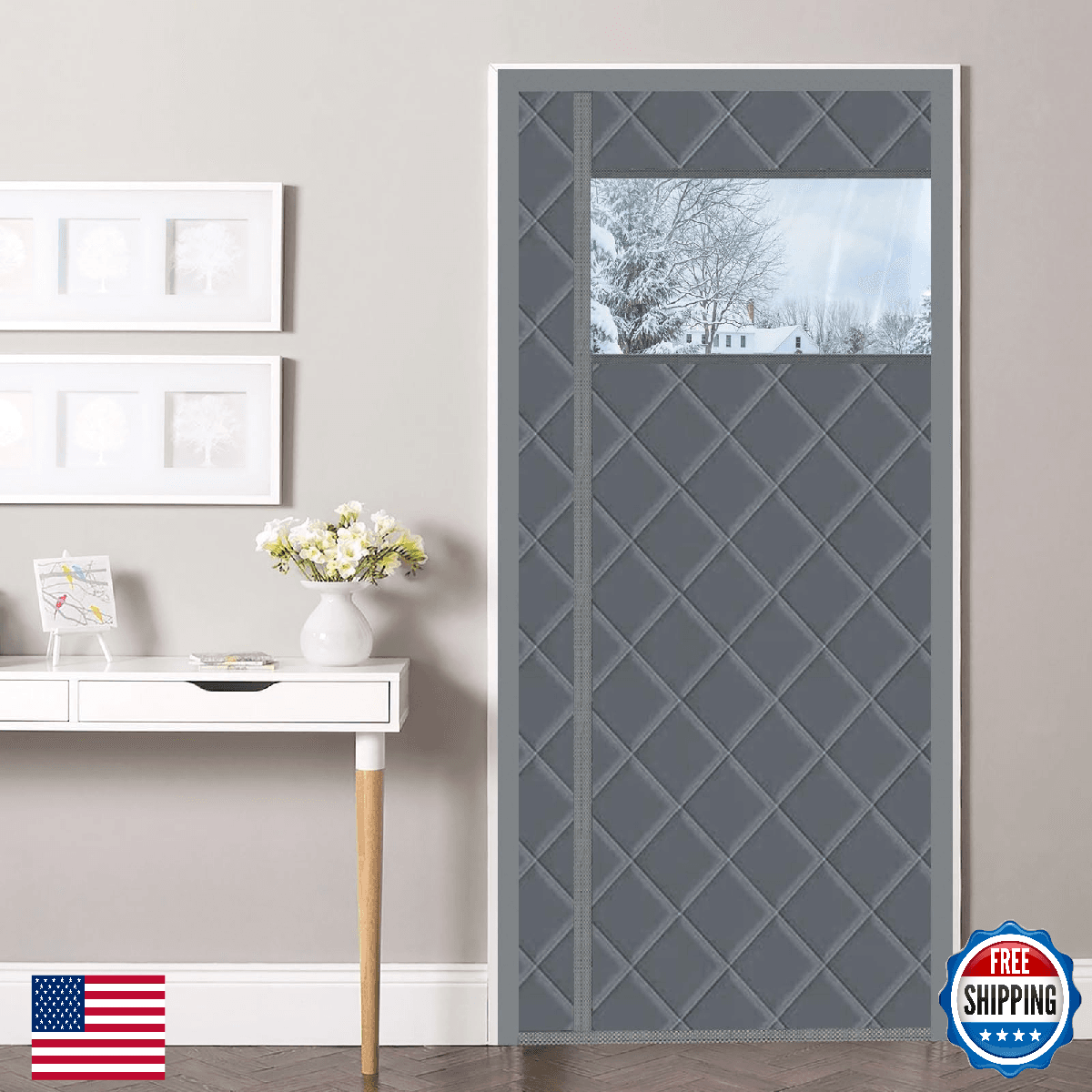 Magnetic Thermal Insulated Door Curtain 72x82 Winter Door Cover Waterproof Thick - Image 1
