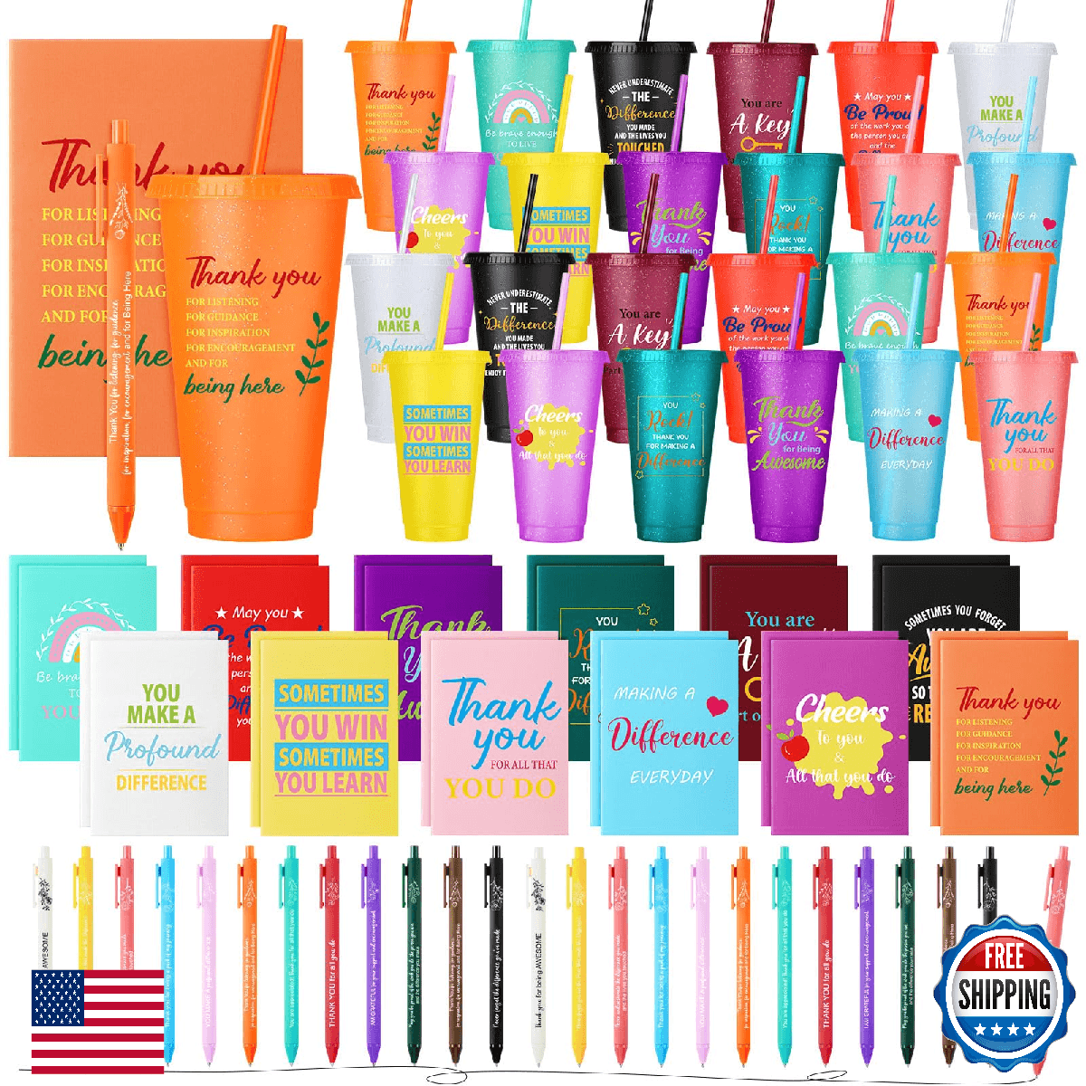 Feifeiya 72 Pcs/ 24 Set Thank You Gifts Bulk 24 oz Valentines Staff Coworker App - Image 1