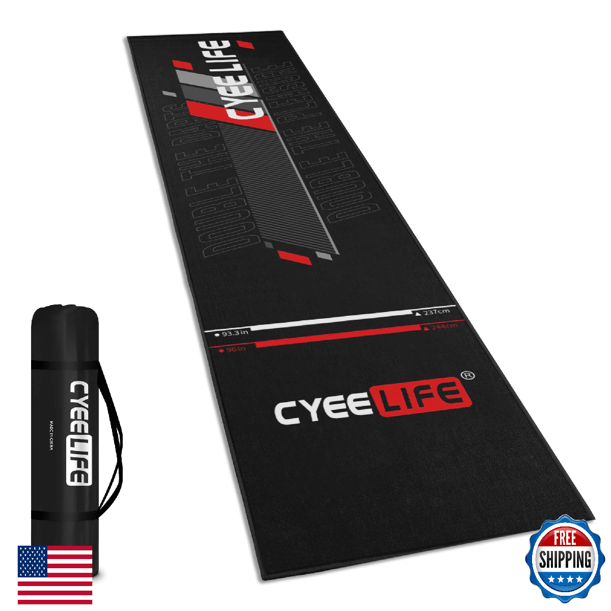CyeeLife Darts Mat 297x66cm Non-Slip Carpet Floor Protection Black - Image 1