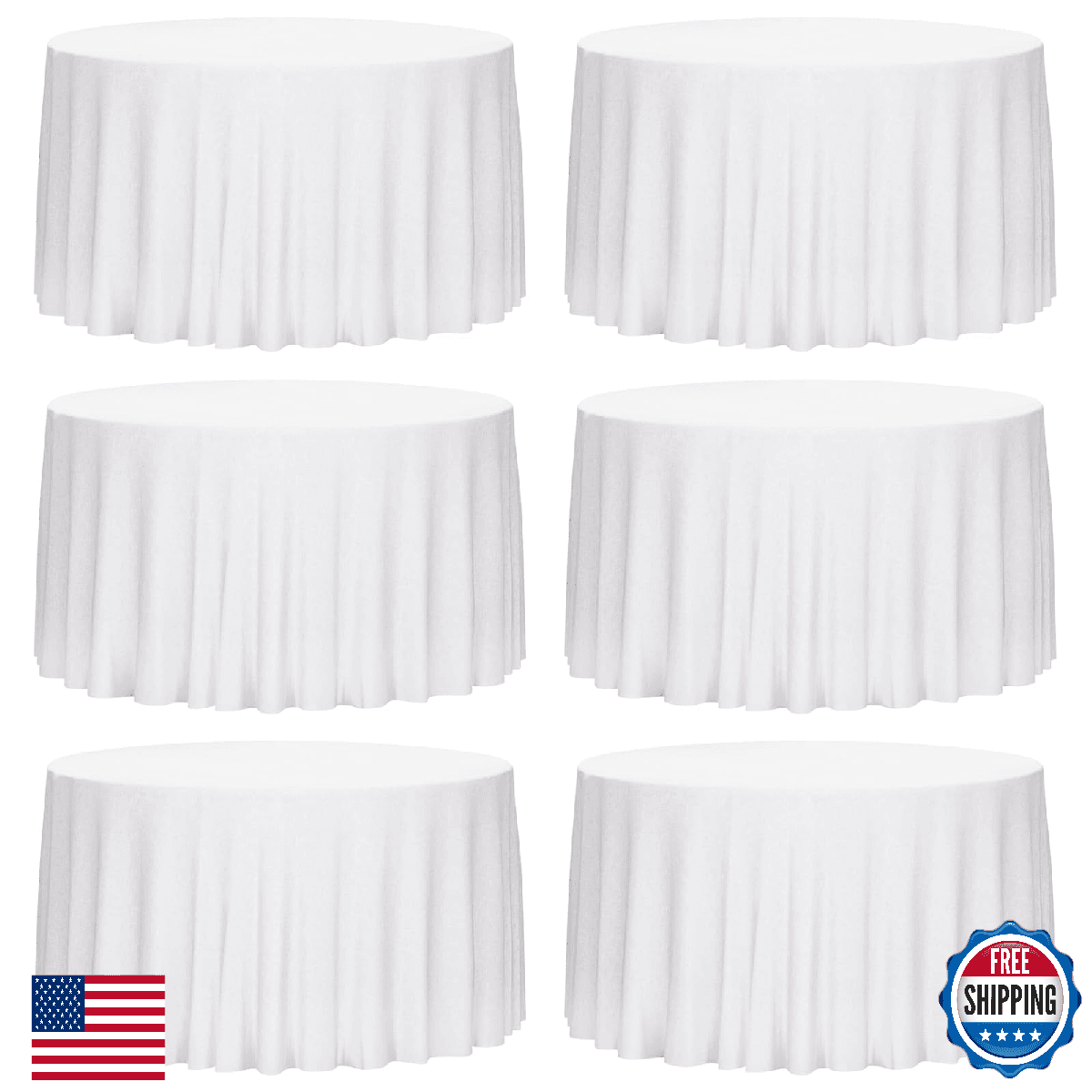 Winwingo 120x120 Table Cloth - 6 Pack Round White Washable Stain and Wrinkle Res - Image 1