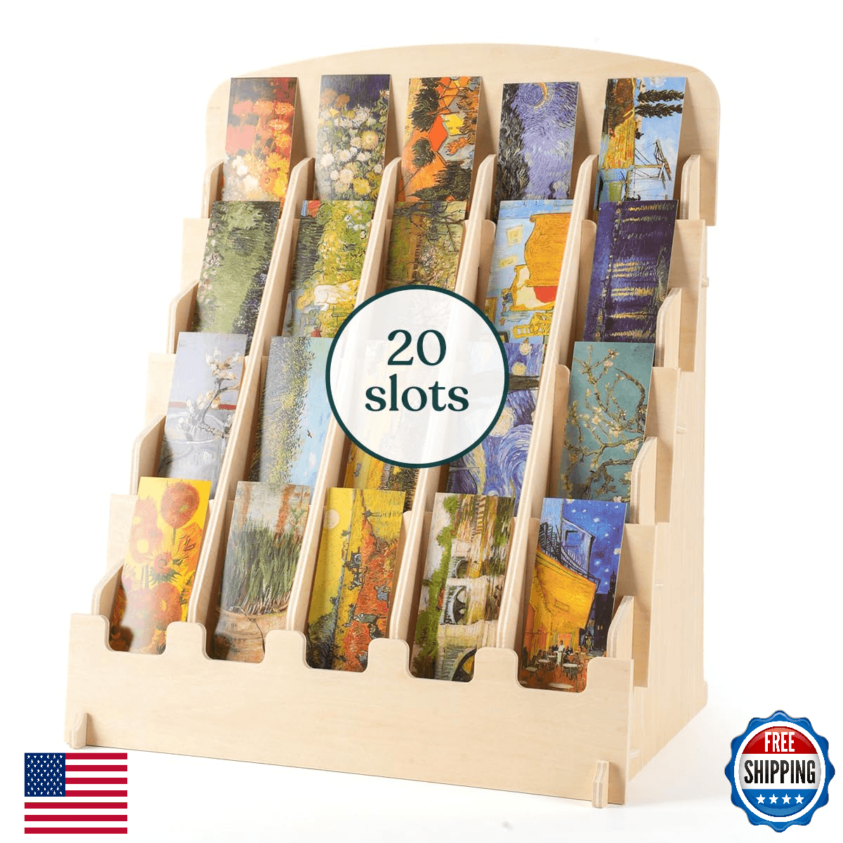 YOPPIX 20 Pockets Bookmark Display Stand Portable Bookholder Sticker Holder Gree - Image 1