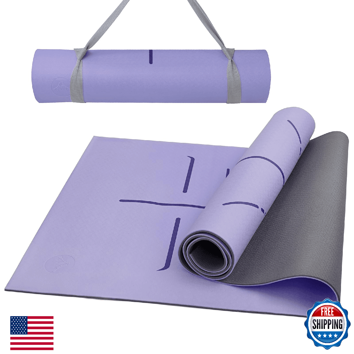 Yoga Mat 8mm Thick - Non-Slip 72"x26" Exercise Mat with Alignment Lines & Strap - Image 1