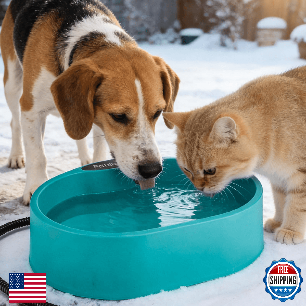 3.7L Heated Water Bowl for Outdoor Dogs Cats - 30W Thermostatic Control Heating - Image 1