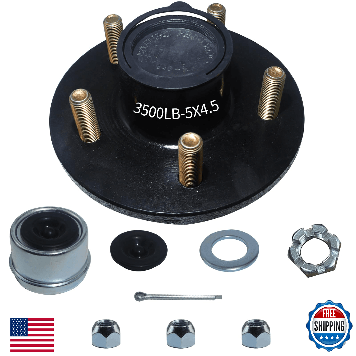 LUXTRKSTO 5x4.5 Trailer Hubs for 3500lb Axle 1-1/16"-1-3/8" Bearings #84 Spindle - Image 1