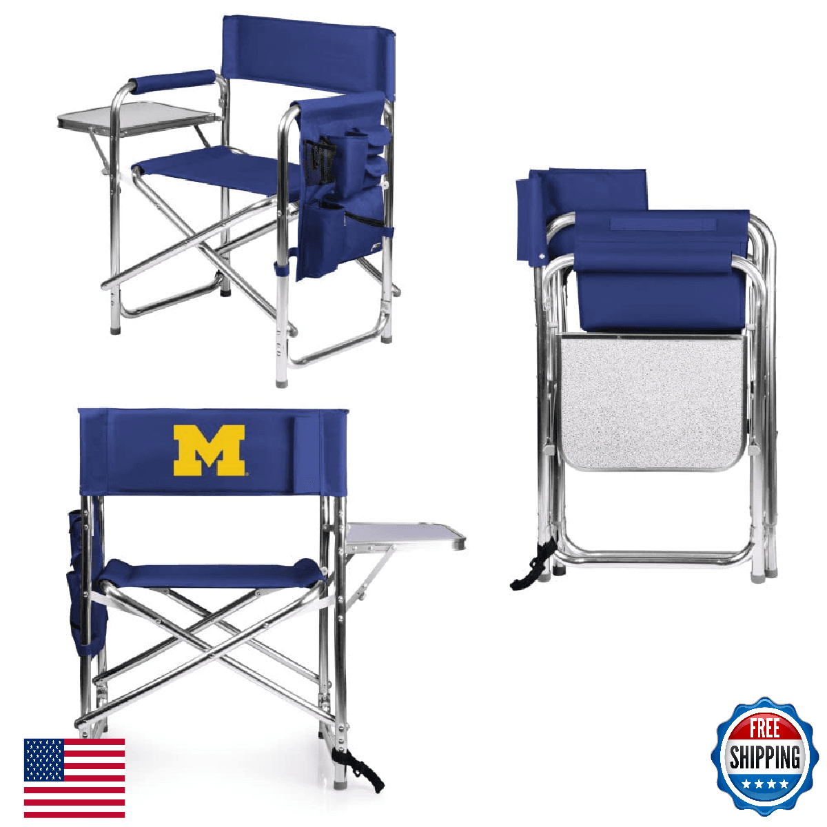 PICNIC TIME NCAA Michigan Wolverines Sports Chair w/ Side Table - Beach - Image 1