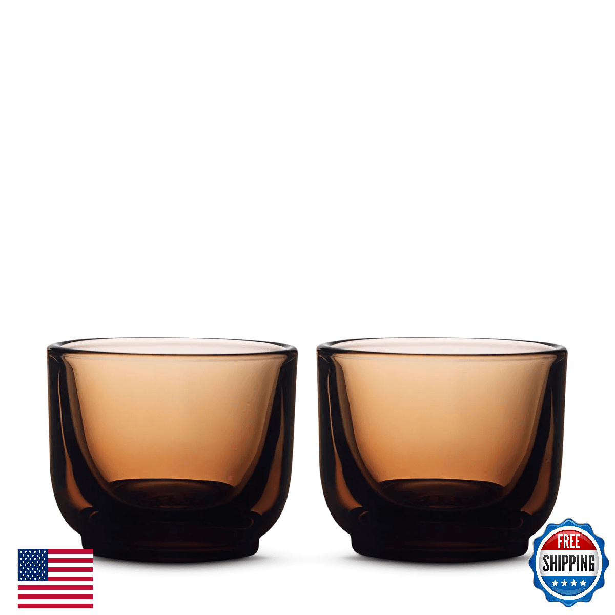 Fellow Pirch Espresso Shot Glass 3.5 oz Set of 2, Amber Artisanal Cups, Handcraf - Image 1