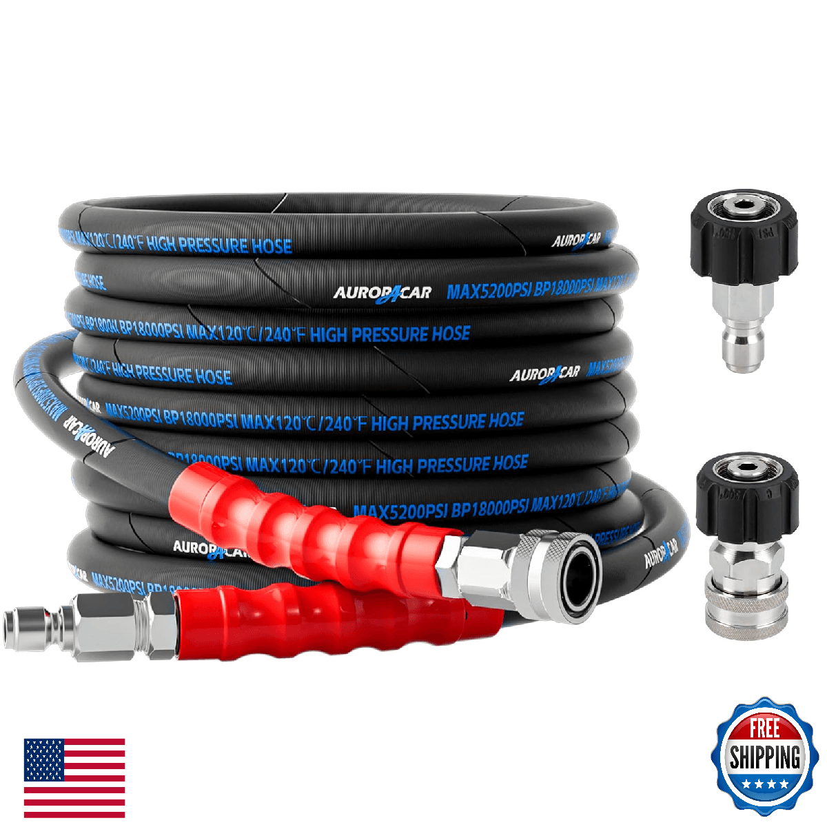 3/8'' Pressure Washer Hose 25FT, Kink Resistant High Tensile Wire Braided Power - Image 1