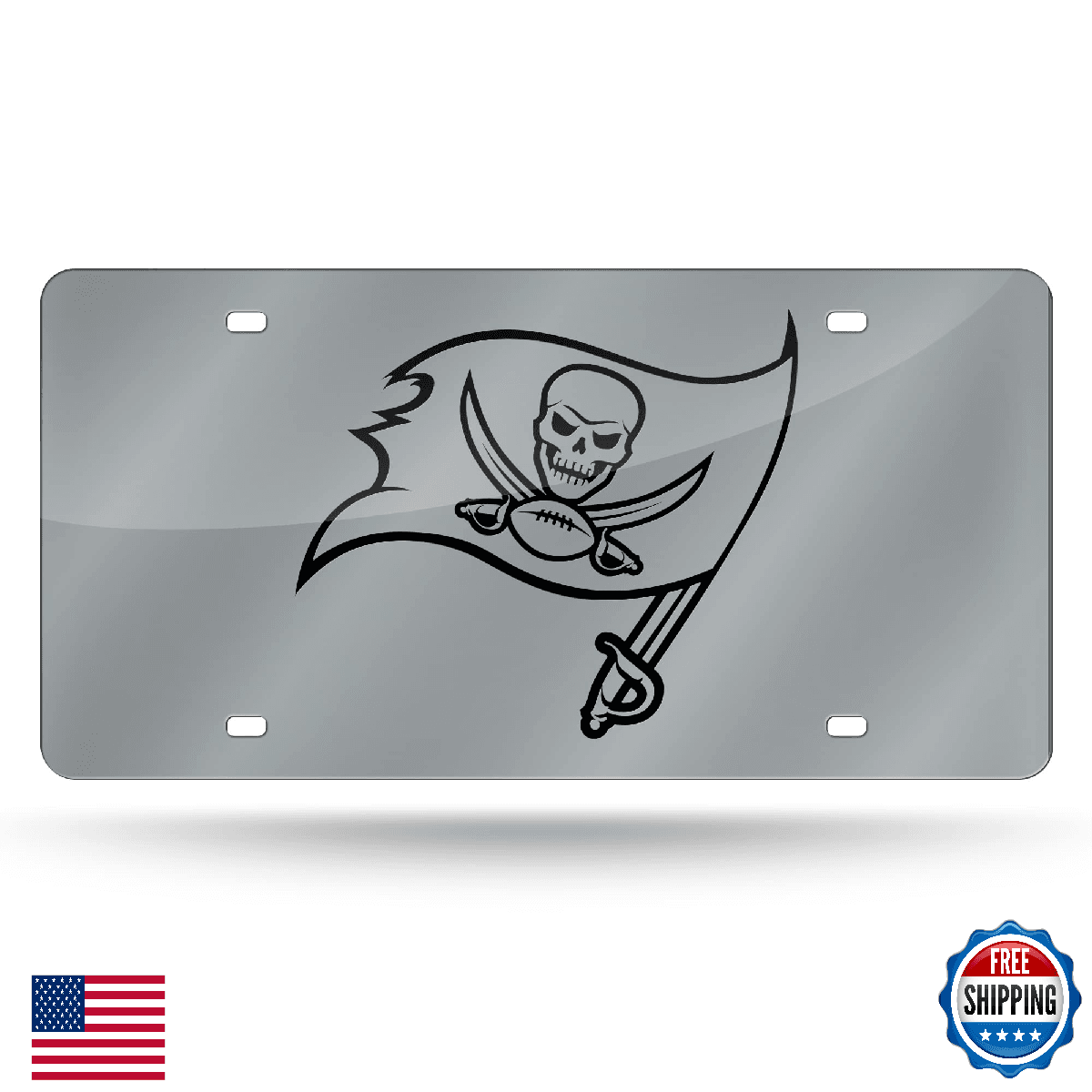Rico NFL Tampa Bay Buccaneers Silver Laser Cut License Plate Tag - Image 1