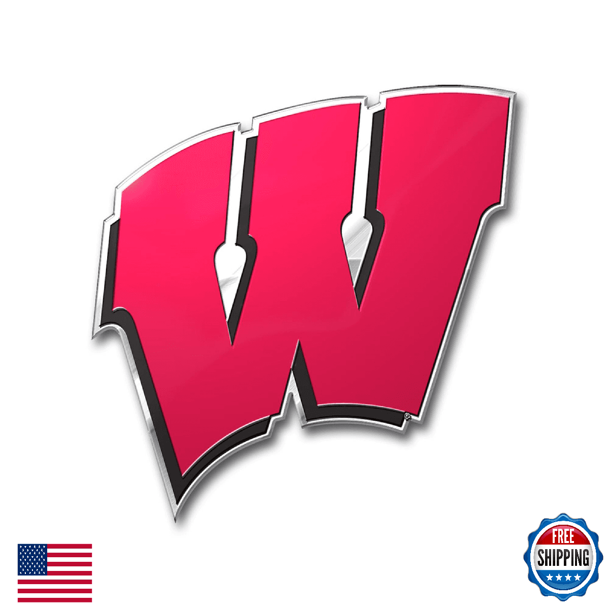 FANMATS Wisconsin Badgers Heavy Duty Aluminum Embossed Color Auto Emblem - Image 1