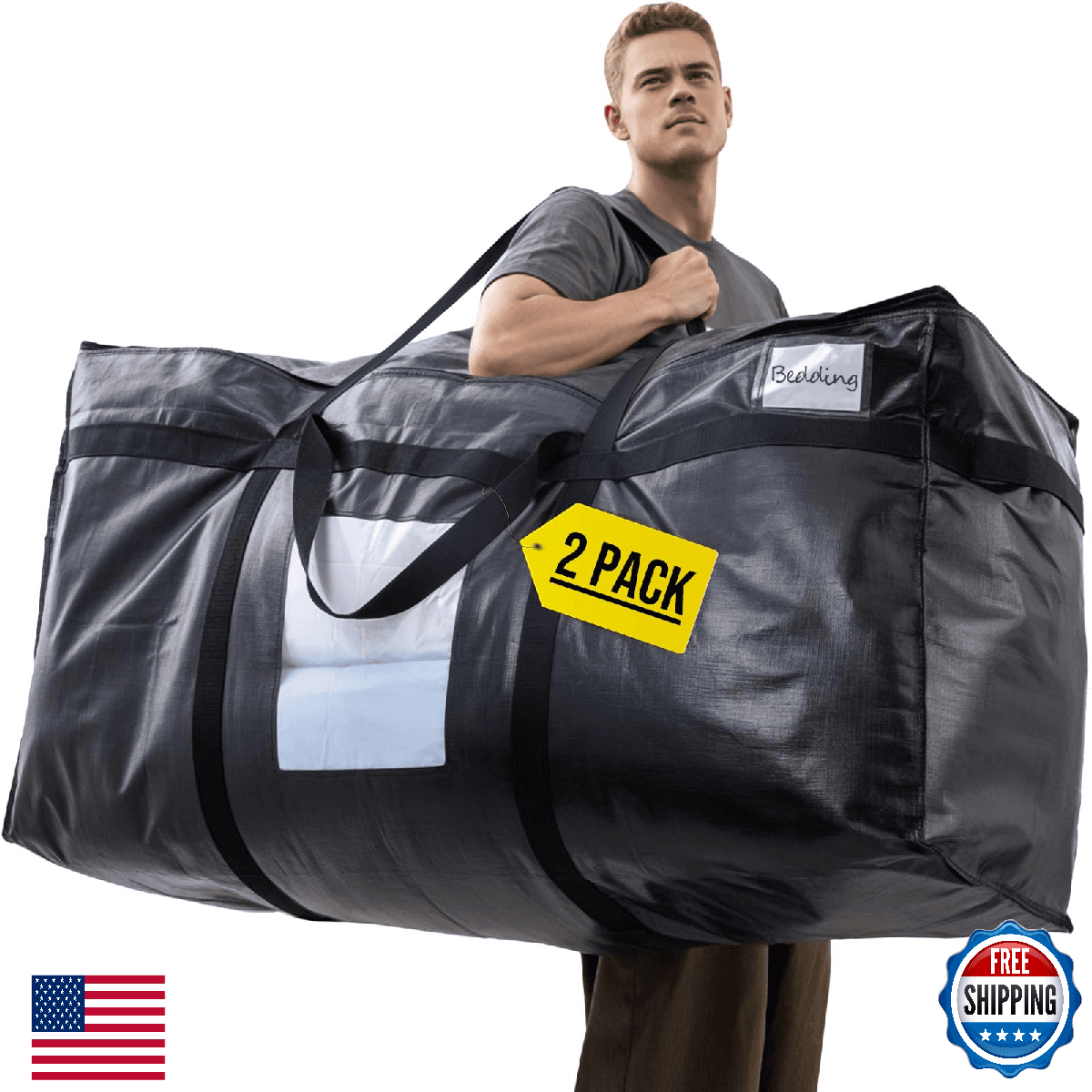 TAILI 69 Gallon Extra Large Storage Bags, XXL Black Heavy Duty Moving Bags For S - Image 1