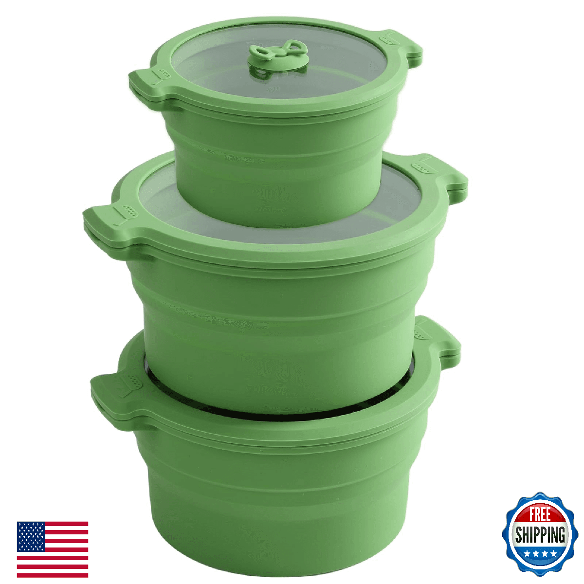 Collapsible Silicone Microwave Cookware Cooker Steamer for Cooking with Lids, 0. - Image 1