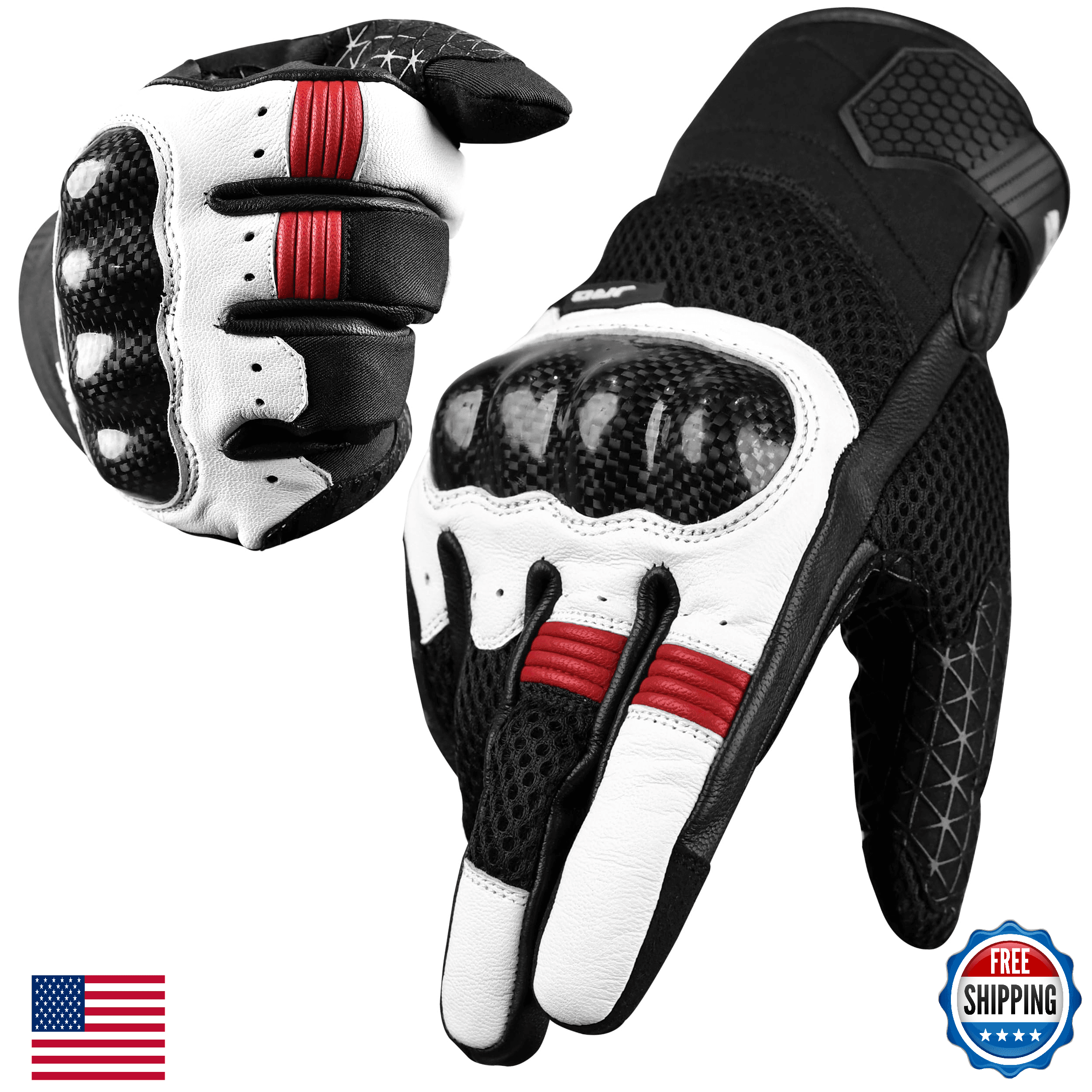 J.A.G. Leather Motorcycle Gloves Men Carbon Fiber Knuckle Protection Moto - Image 1