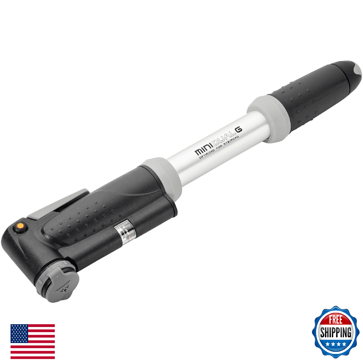Topeak Mini Dual G Bike Pump: Dual-Action, In-Line Gauge, 120 PSI - Image 1