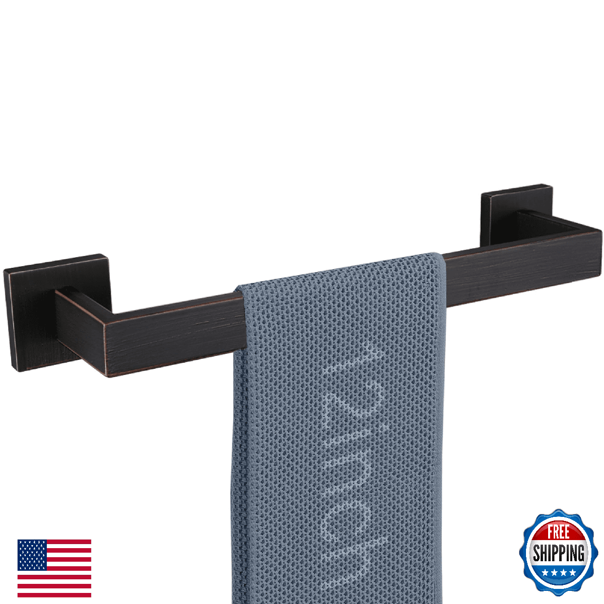LANC ORB 12" Towel Bar Wall Mount Bathroom Square Rack Oil Rubbed Bronze - Image 1