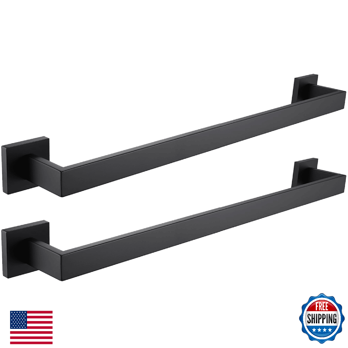 LANC 2pk 20" Matte Black SUS 304 Stainless Steel Wall Mount Towel Bars Kitchen - Image 1