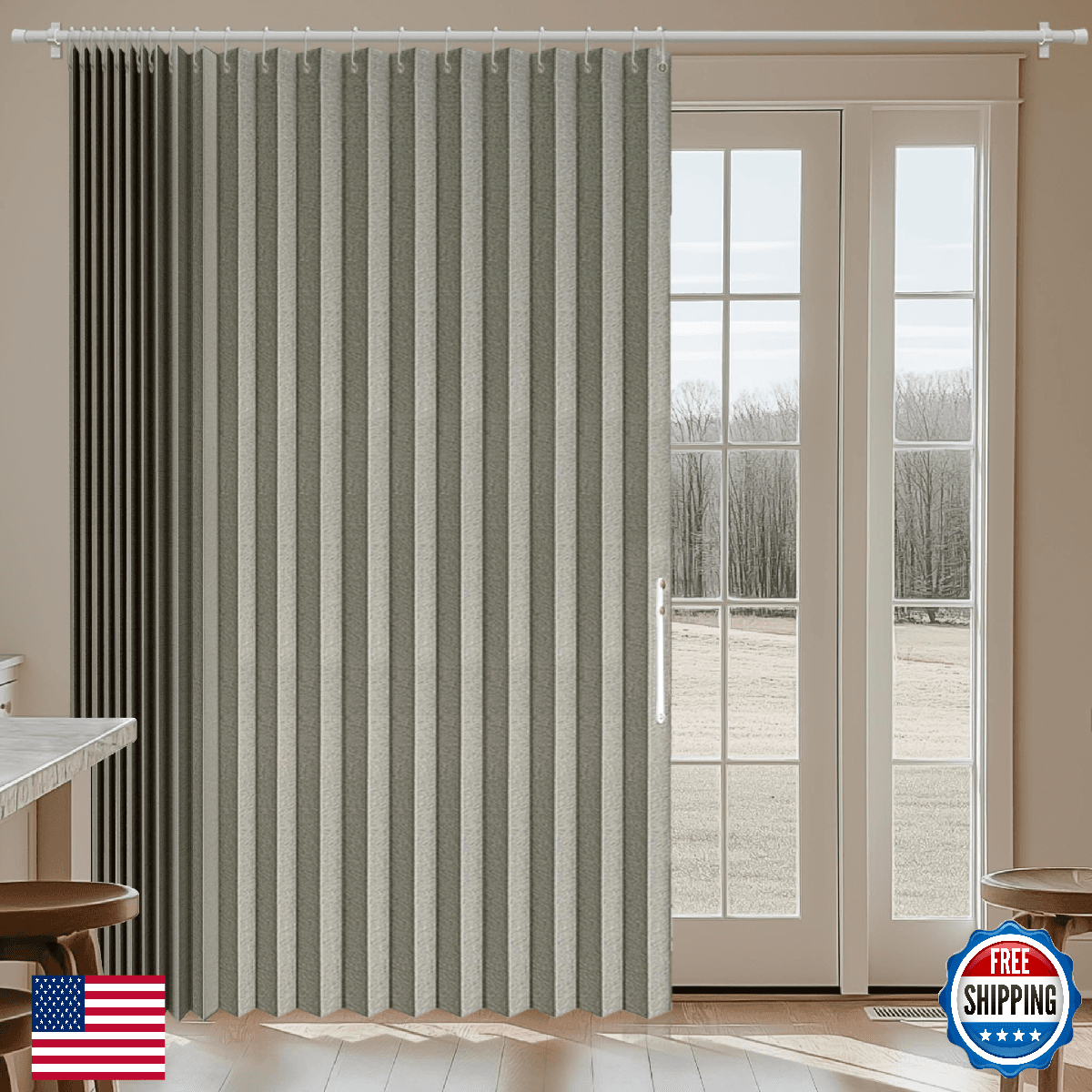Jilron 100% Blackout Accordion Patio Sliding Door Curtains Extra Wide Room - Image 1