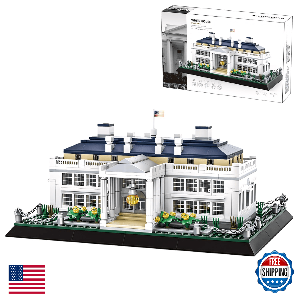 LQPFBSM White House Architecture Building Blocks Set 894 PCS Washington D.C. Lan - Image 1