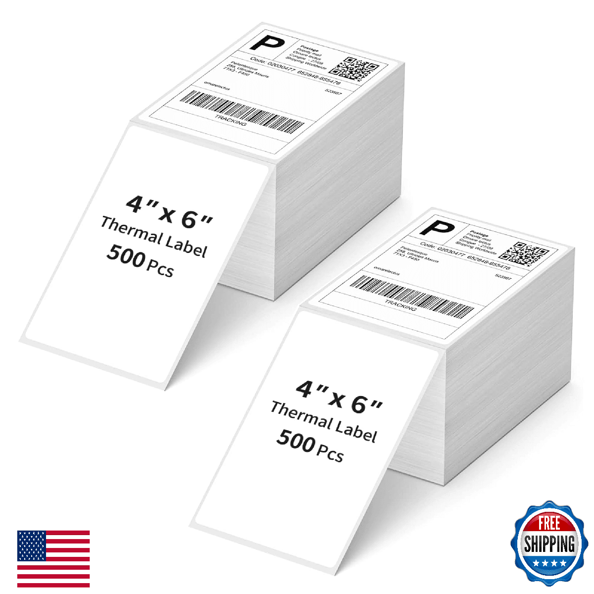 Anycash Genuine 4" x 6" Direct Thermal Shipping Label, Fanfold Labels Compatible - Image 1