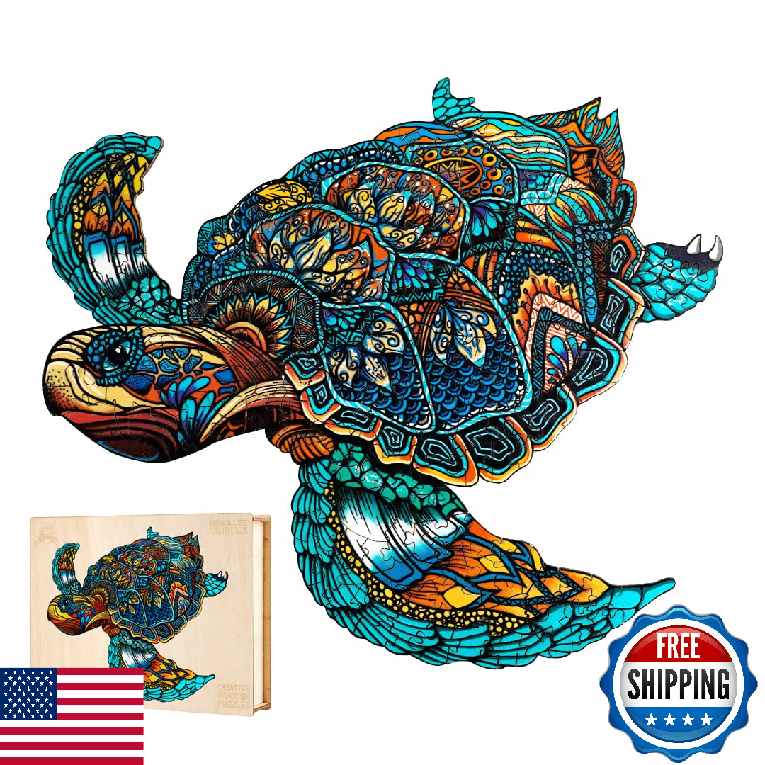 Jigfoxy Sea Turtle Wooden Jigsaw Puzzle for Adults & Kids 180 pcs Gift - Image 1