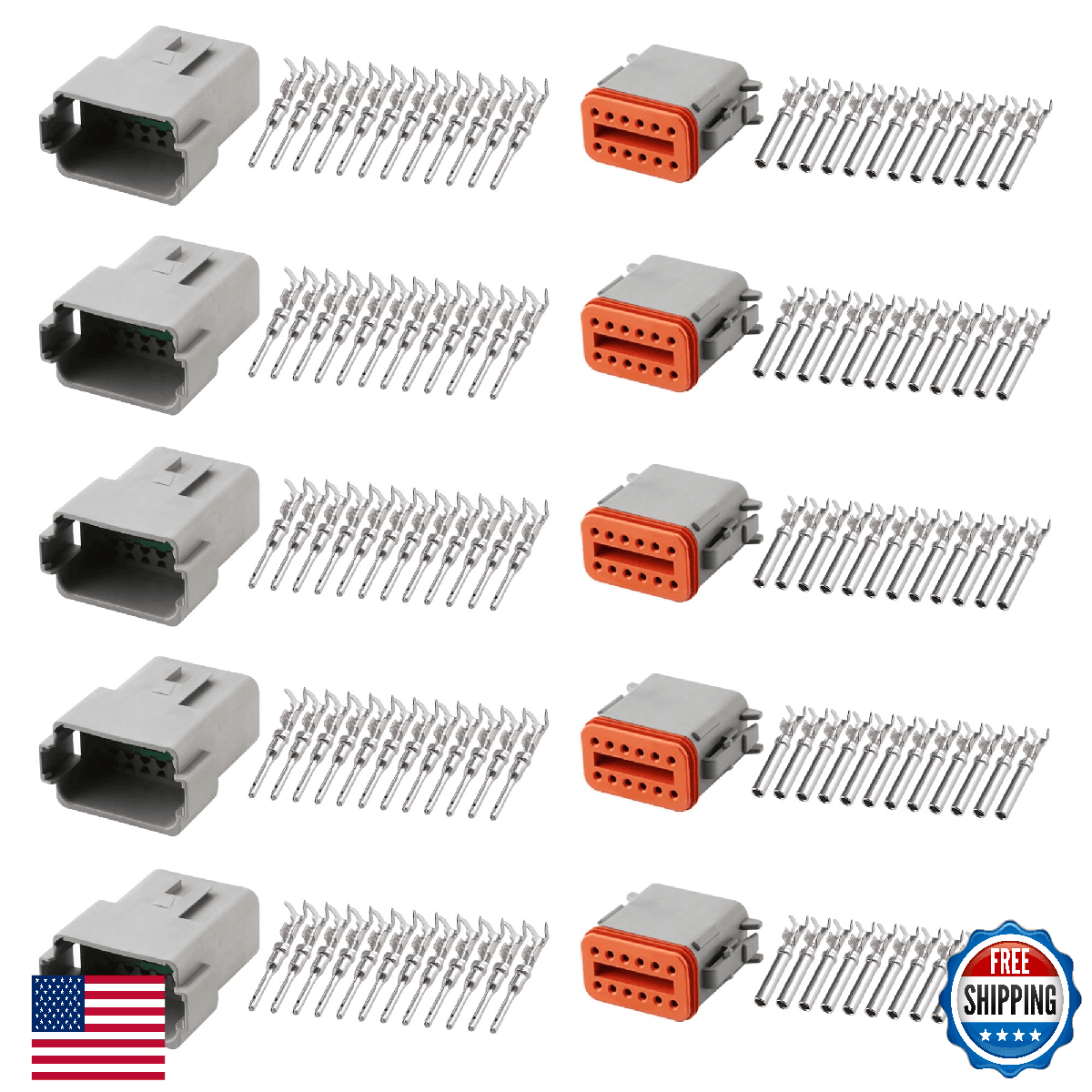 GUIRUIMOON Deutsch DT 12 Pin Waterproof Connector Kit Male Female Plug Socket - Image 1