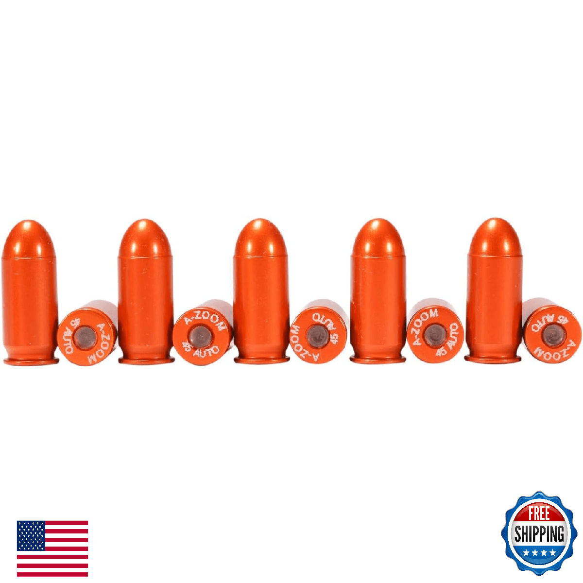 A-Zoom .45 AUTO SNAP Cap Orange 10-Pack Dummy Rounds 15415 - Image 1
