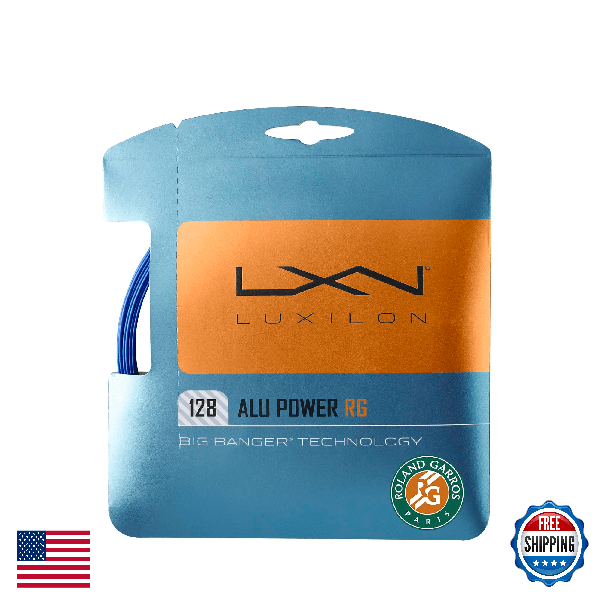 Luxilon Roland-Garros ALU Power 128 Tennis Strings - Set, Blue - Image 1