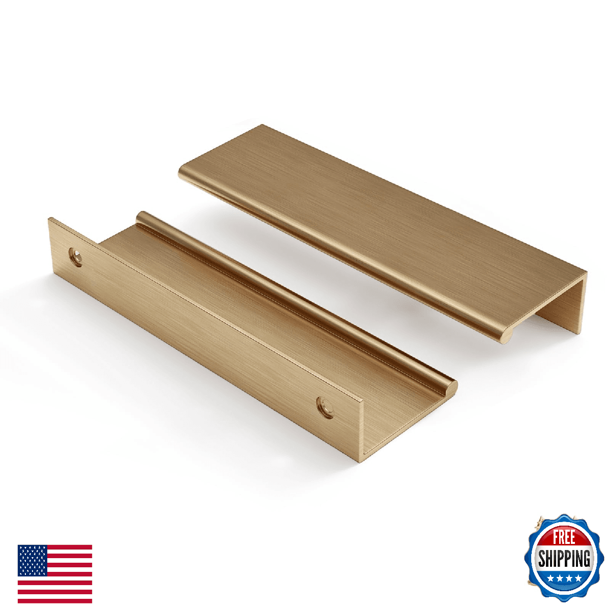 Rergy 10 Pack Champagne Bronze Cabinet Pulls 5in Finger Pull Aluminum Hardware f - Image 1