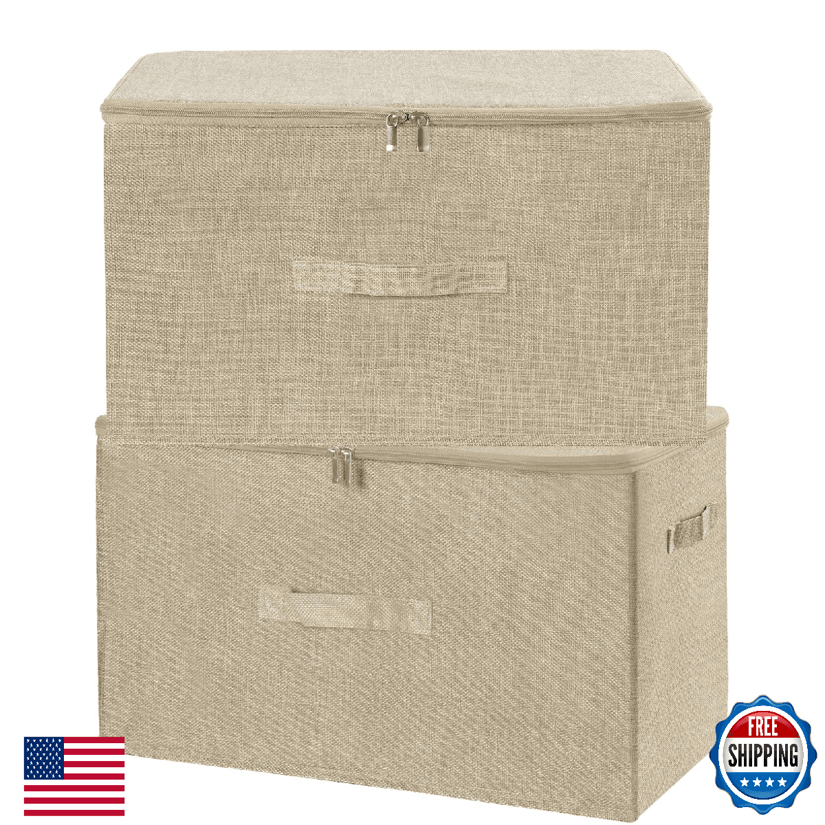 ANMINY 2PCS Storage Bins with Zipper Lids 51.9 Qt Lidded Fabric Storage Boxes Ba - Image 1