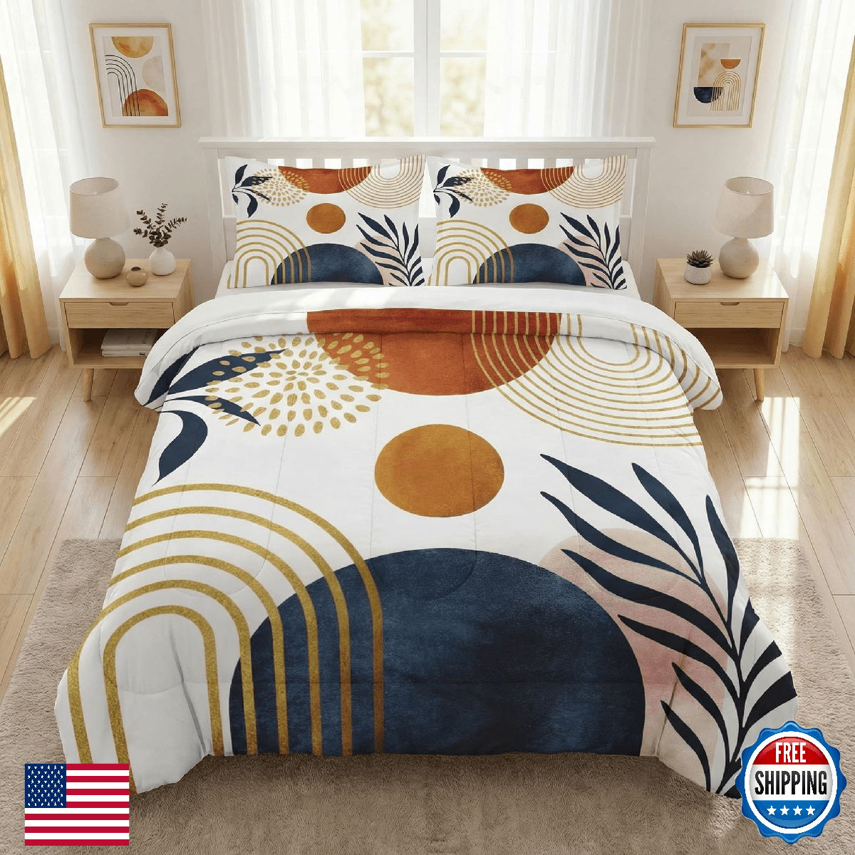WeCozy Twin Comforter Set w/Pillowcase Mid-Century 2pc Bedding Adult 68"x90" - Image 1