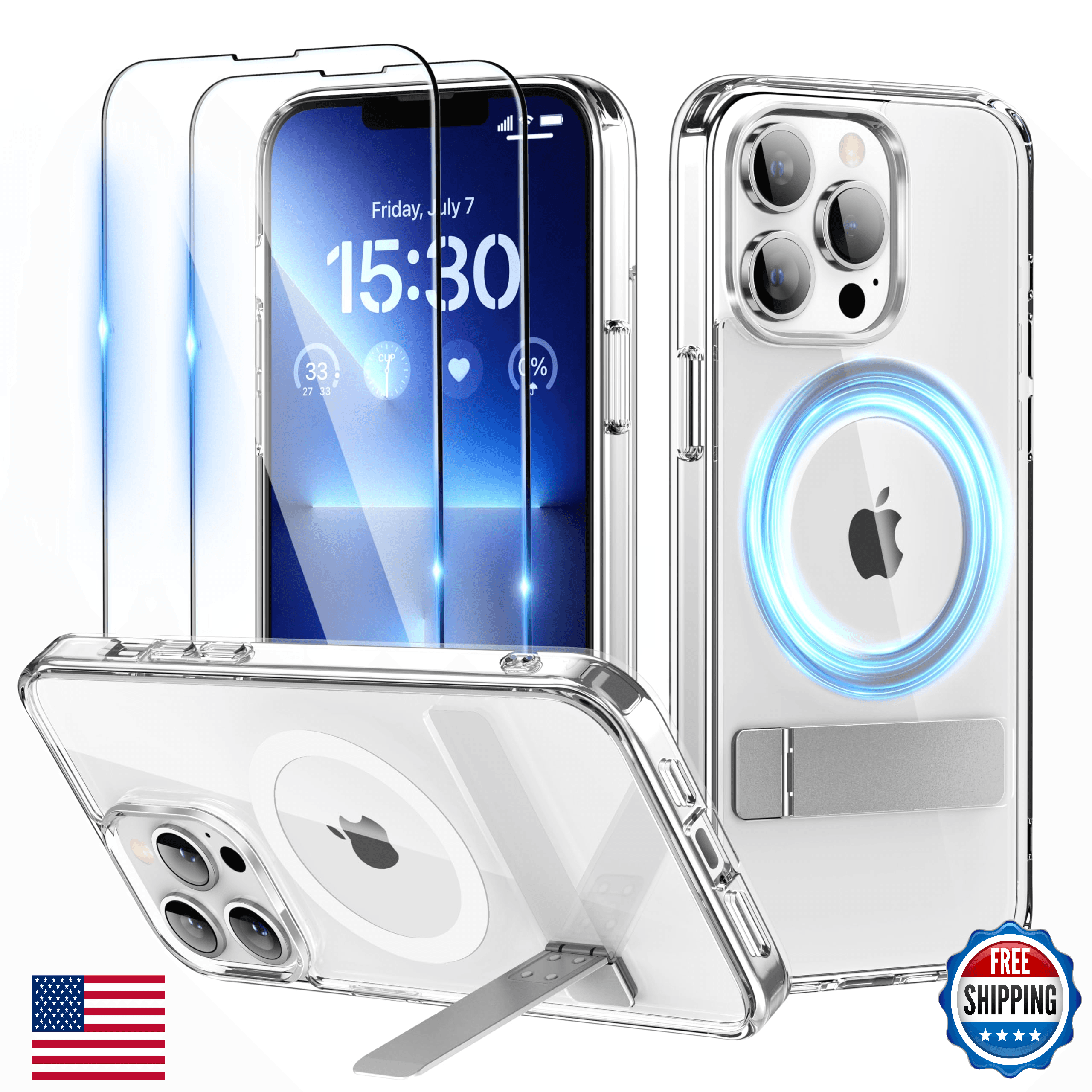 Niunisi Magnetic Case iPhone 13 Pro Max 6.7" Slim Shockproof Crystal Clear w/Kic - Image 1
